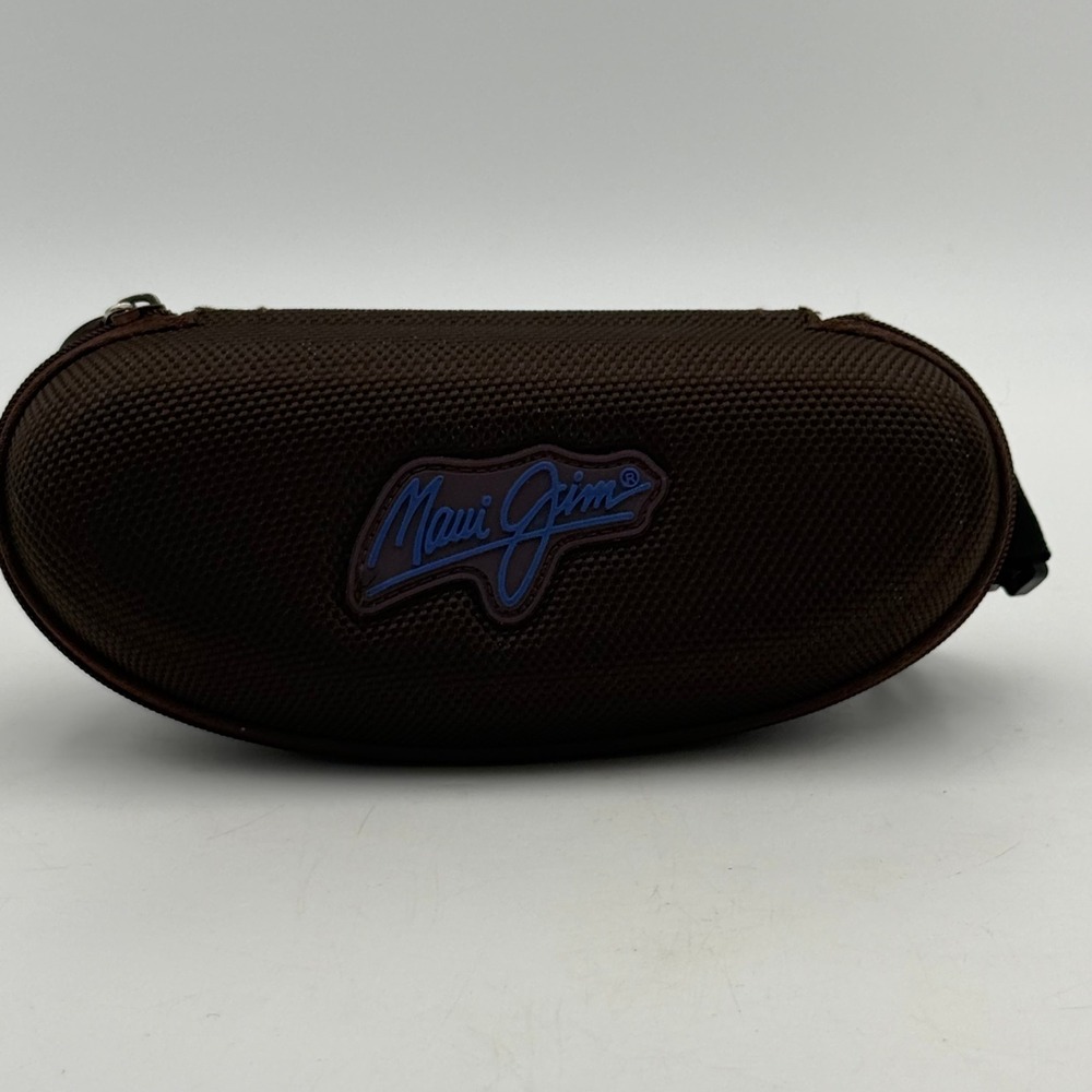 Maui Jim Sunglasses Hard Case Brown Zippered Clamshell with Clip